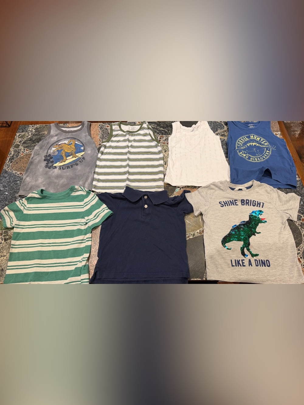 7 Carter's Navy Short Sleeve Polo with Striped Tank Accent size 4t